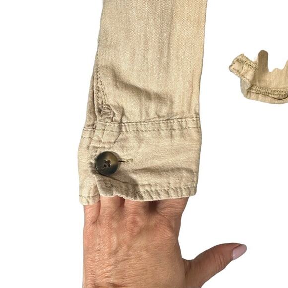 Columbia Beige Long Sleeve Hooded Cotton Hemp Blend Hiking Shirt Women Sz S - Picture 4 of 12